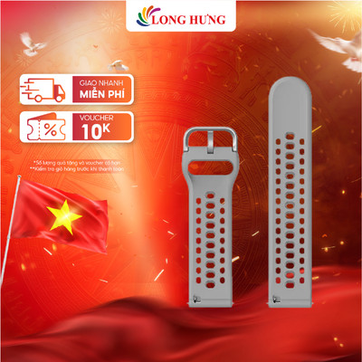 Dây đeo đồng hồ Amazfit Light Grey Sport Silicone Strap 22mm A2435S - Hàng chính hãng