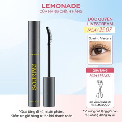 [LIVESTREAM KOL] Combo LEMONADE Chuốt mi tơi dài lâu trôi SoaringMascara 6ml và Bộ 3 Bông Phấn Tán Nền Lemonade Cushion