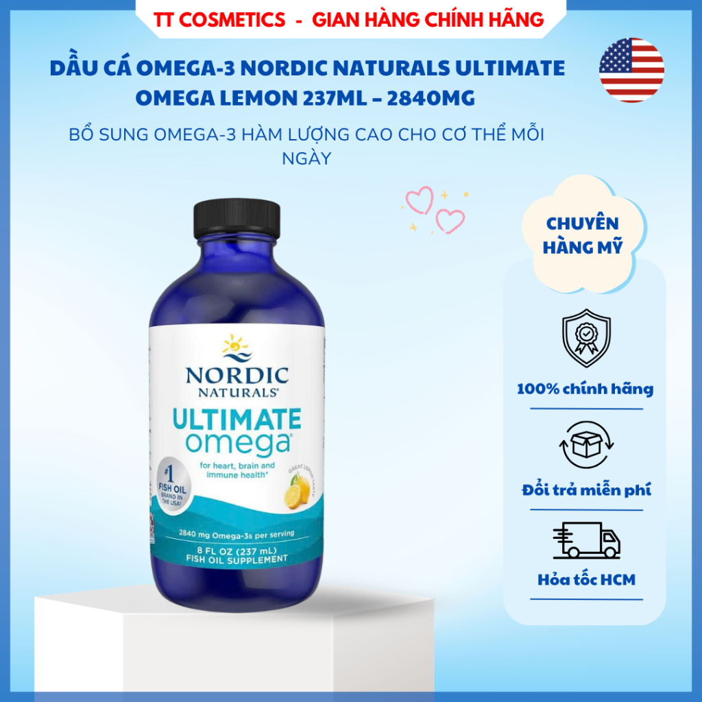 Dầu Cá Omega-3 Dạng Nước Nordic Naturals Ultimate Omega Lemon 2840mg