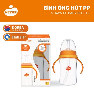 [MỚI] Bình ống hút PP Wesser (260ml) (PP MÀU TRẮNG)