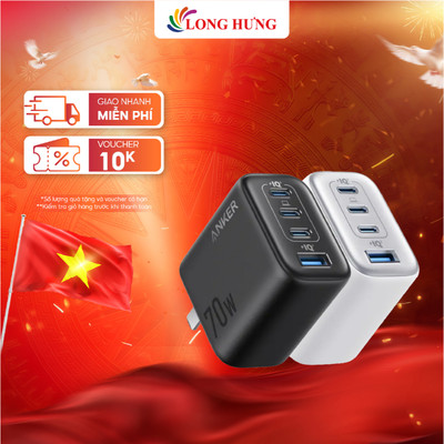 Cốc sạc Anker Zolo Fast Charging 1USB 3Type-C 70W A121C - Hàng chính hãng