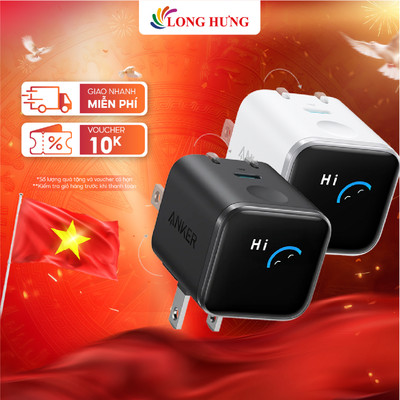 Cốc sạc Anker Nano 1C GaN Compact 180° Foldable Smart Display IQ3 45W A121D - Hàng chính hãng