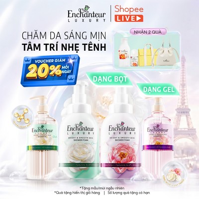 [SVIP] Trải Nghiệm COMBO Tắm Cao Cấp Enchanteur Luxury Dưỡng Da Sáng Mịn Chiết Xuất Hoa Trà/Hoa Mẫu Đơn