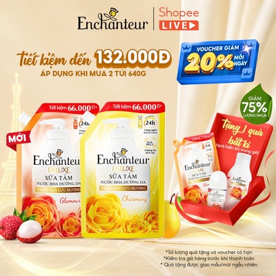 [SVIP][TIẾT KIỆM 132K] Combo 2 Túi Refill Sữa Tắm Nước Hoa Dưỡng Da Thơm Mịn Lưu Hương Enchanteur 640g x2