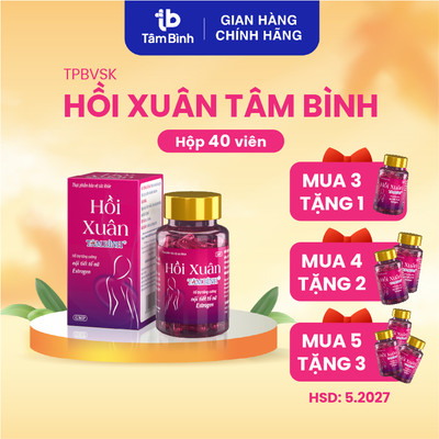 [Mua 5 tặng 3] Hồi Xuân Tâm Bình 40v hỗ trợ bổ sung estrogen tự nhiên, cải thiện bốc hỏa, rối loạn kinh nguyệt,nám sạm