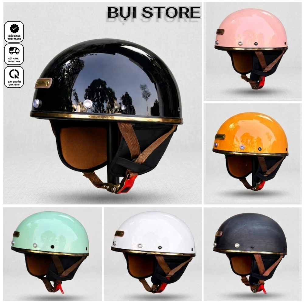 Mũ Bảo Hiểm Napoli 1/2 [FREESHIP] [CHÍNH HÃNG] - Nón Bảo Hiểm Nửa Đầu Napoli Harley N120