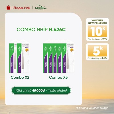 [COMBO] Nhíp Nhổ Lông Mày Đầu Xéo Hoa Văn Inox Kềm Nghĩa N.426