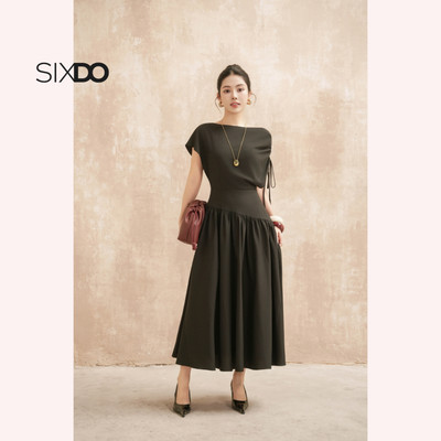 Đầm đen dáng xòe công sở thanh lịch SIXDO (Black Woven Flared Dress)