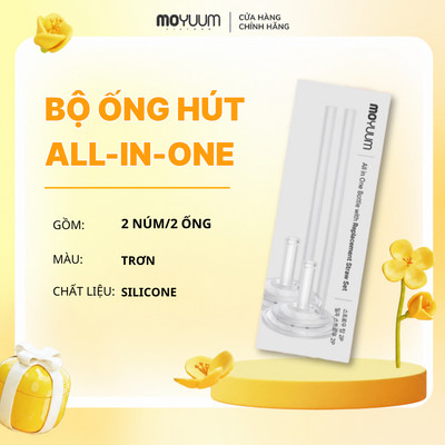 [MỚI] - Bộ núm hút/dây hút thay thế silicone Moyuum - 2 núm + 2 dây hút thẳng