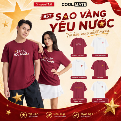 [MỚI-BST SAO VÀNG YÊU NƯỚC 2.9]BST Áo thun Tshirt nam nữ Cotton Compact in Việt Nam, Áo Quốc Khánh thoáng mát Coolmate