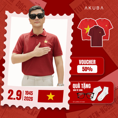 Áo Thun Cờ Đỏ Sao Vàng Việt Nam AKUBA Form Oversize Cotton Mềm Mịn, Thoáng Mát, Tự Hào Dân Tộc | 01JO0001