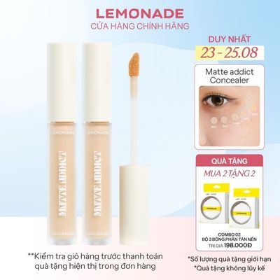 Combo 02 Kem che khuyết điểm kiềm dầu bền màu Lemonade Matte Addict Concealer (2 cây x3g)
