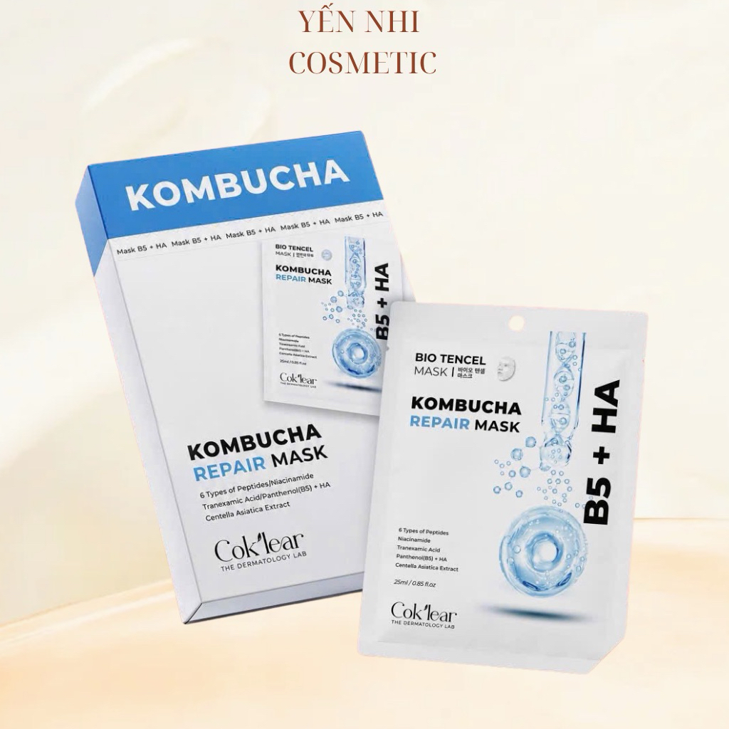 1 Hộp 5 Miếng Cok'lear B5 HA Kombucha Repair Mask Phục Hồi & Dưỡng Âm