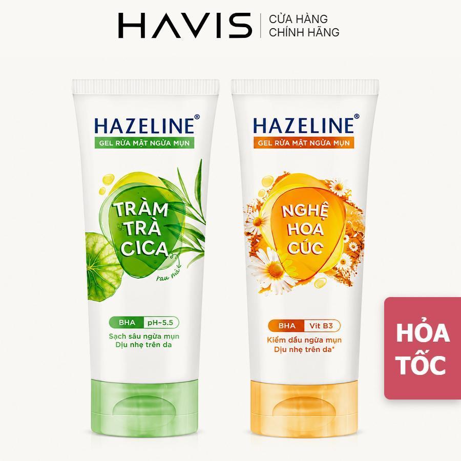 Gel rửa mặt sáng da HAZELINE sửa rửa mặt Matcha Lựu Đỏ srm macha,hoa cúc loại 100g | Sữa rửa mặt