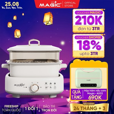 Nồi hấp lẩu đa năng Magic Eco AC-281, 6L, công suất 2000W, bảo hành 24 tháng