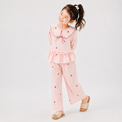 Bộ quần áo bé gái TIHON cao cấp chất thô thoáng mát họa tiết ngựa phối nơ siêu xinh SET0744358