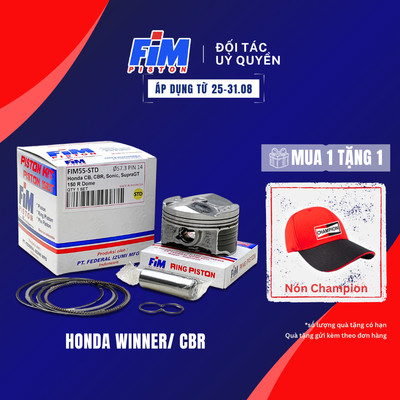 Bộ Piston FiM55 đầu cao cho xe Honda Winner V1, Winner X, CB, CBR, Sonic 150