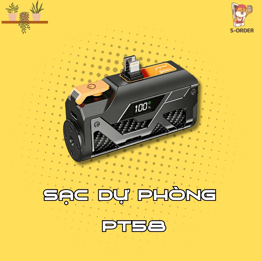 (KHÔNG KÈM PIN) Sạc Dự Phòng Thay Pin 21700 PT58 22.5W, Sạc Nhanh, Màn Hình LED, Tích Hợp Đầu Cắm Type-C & Lightning 🔋⚡