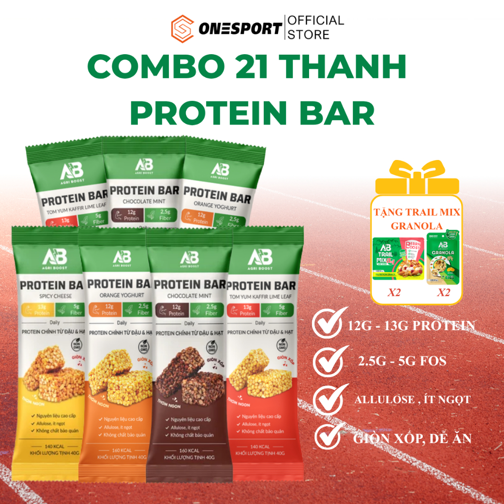 [Mua 21 Tặng 4] Protein Bar AB Nutrition 40g - Thanh Năng Lượng Protein Không Đường Cho Runner