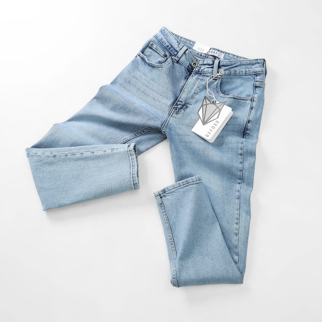 Quần Jean Dài Nam Xanh Sáng Trơn DF, Form Slim-fit, chất vải co giãn mềm mại, ống 15-18cm, Hàng VNXK