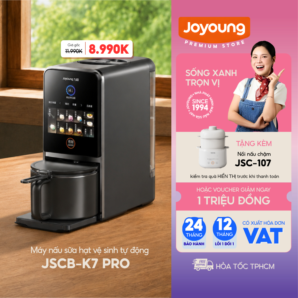 [QUÀ] Máy làm sữa hạt đa năng có trợ lý giọng nói Tiếng Việt JOYOUNG JSCB-K7 PRO