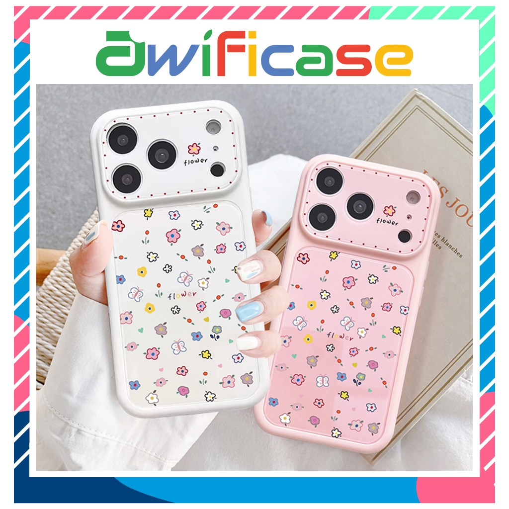 Ốp lưng iphone kiểu dáng khung camera lớn Flower Mini 11/12/13/14/15/16/17/18/pro/plus/promax - Awif