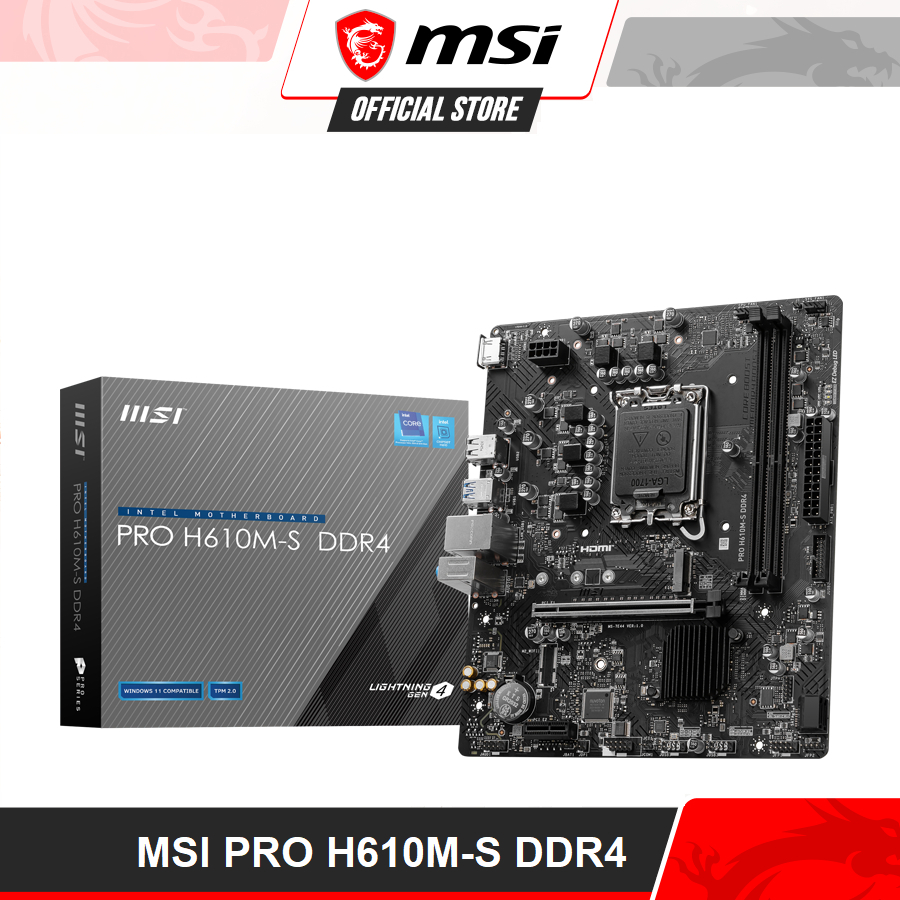 Mainboard - Bo mạch chủ MSI PRO H610M-S DDR4 - Socket LGA 1700, Chipset Intel® H610, 2 khe DDR4