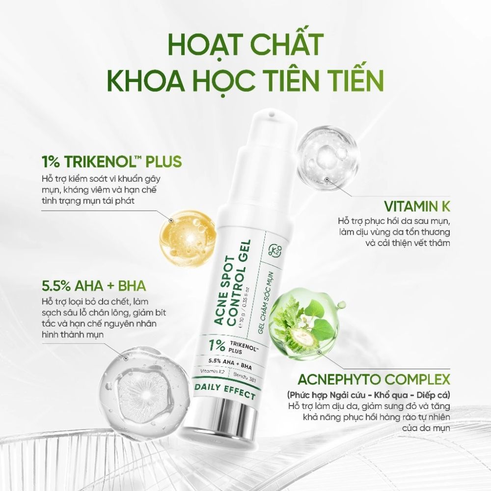 Ảnh 3 của Gel Chấm Mụn DAILY EFFECT Acne Spot Control Gel hỗ trợ giảm mụn , giảm thâm 5g/10g