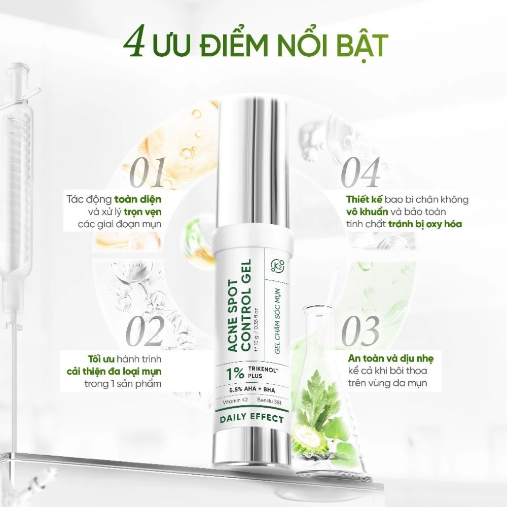Ảnh 4 của Gel Chấm Mụn DAILY EFFECT Acne Spot Control Gel hỗ trợ giảm mụn , giảm thâm 5g/10g