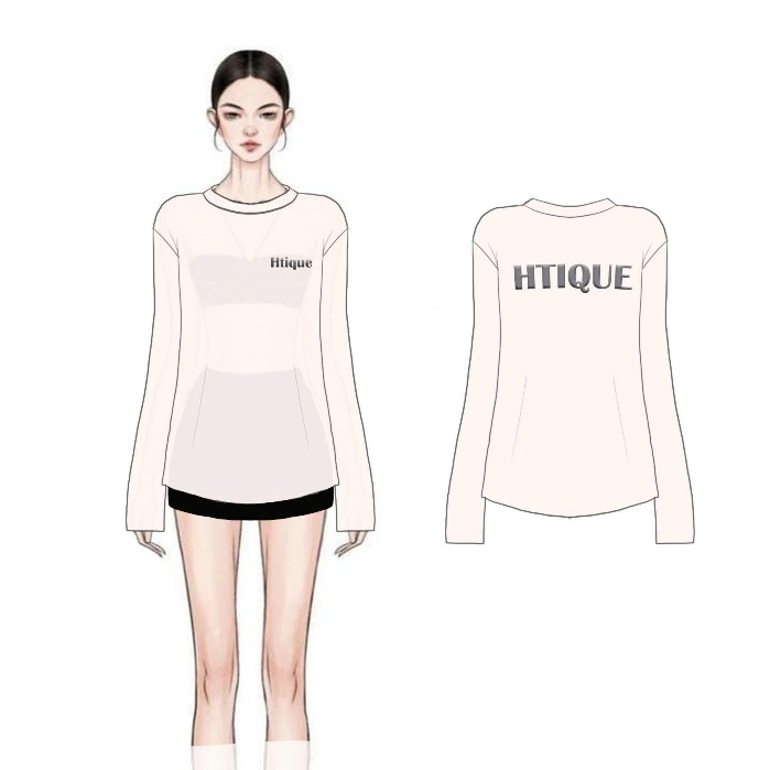 HTIQUE - DEAL mở bán Áo Phông Giấy Nữ Dài Tay In Chữ HTIQUE Form Rộng Cá Tính Phong Cách, Áo Thun Gi