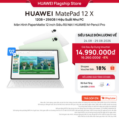 Máy Tính Bảng HUAWEI MatePad 12 X 12+256GB| Hiệu Suất Như PC |Màn Hình PaperMatte 12 inch Siêu Rõ Nét | M-Pencil Pro