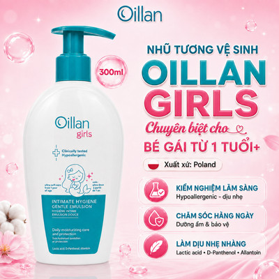 Dung Dịch Vệ Sinh Vùng Kín và Mông Cho Bé Gái OILLAN Girls 300ml – Dịu Nhẹ, Cân Bằng pH & Dưỡng Ẩm