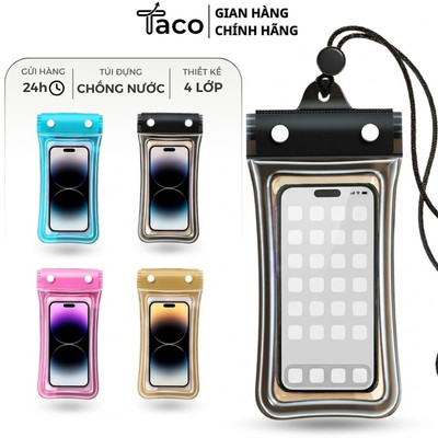 Túi Chống Nước Điện Thoại TACO 4 Lớp IPX8 - Dùng Đi Biển, Bơi Lội, Du Lịch - Cảm Ứng Mượt, An Toàn Khi Đi Bơi