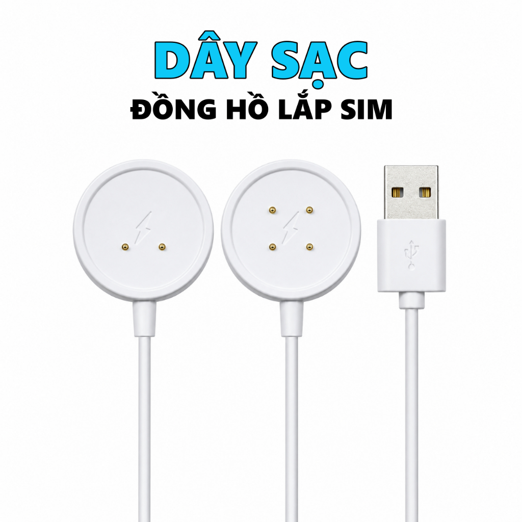 Dây sạc cho đồng hồ lắp sim X8/X10 Ultra, S16 Pro, S9/S11 Ultra, CD, DW, VP... 2-4 chân tiếp xúc