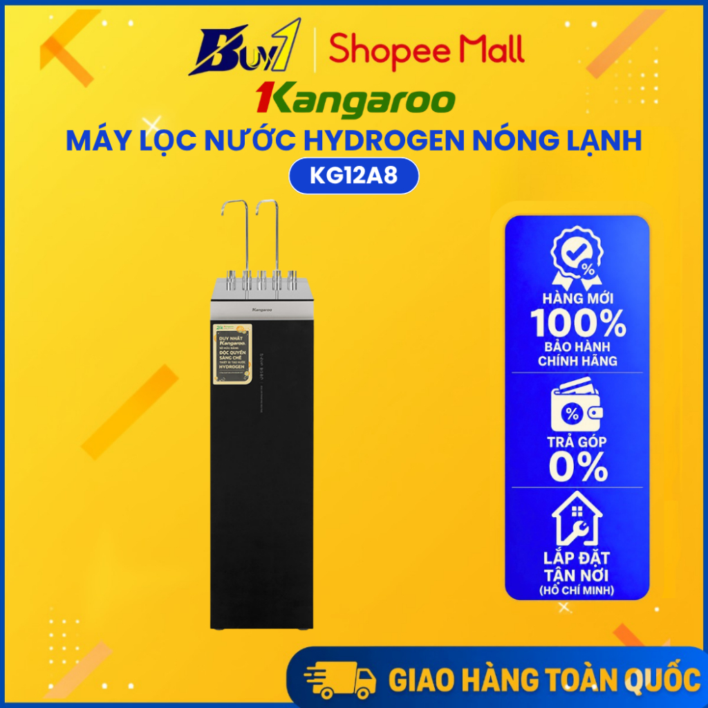 Máy lọc nước RO nóng lạnh Hydrogen Kangaroo Sumire KG12A8 12 lõi - Hàng chính hãng