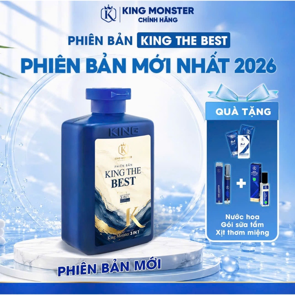 [MỚI] Sữa Tắm Nam 3in1 KING THE BEST KING MONSTER Hương Hoa Nam Tính Thơm Mát Cao Cấp 350ml