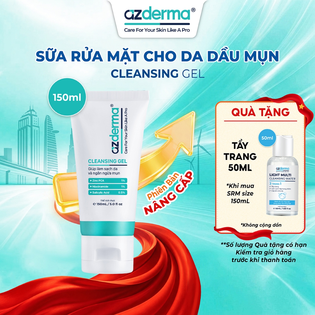 Cleansing Gel Azderma - Sữa rửa mặt hỗ trợ làm sạch da, giúp da mềm mượt và hỗ trợ giúp giảm tình tr