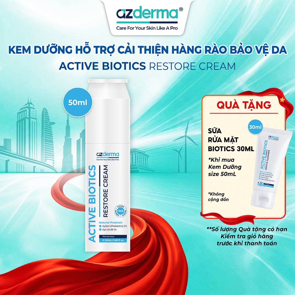 [ MỚI ] Kem phục hồi giúp cải thiện đa tầng hàng rào da nhạy cảm Azderma Active Biotics Restore Crea