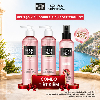 [CHÍNH HÃNG ĐỘC QUYỀN TRÊN LIVESTREAM] Combo 02 Gel Tạo Kiểu & Giữ Nếp Tóc Double Rich 250ml Giúp Tóc Vào Nếp Dễ Dàng
