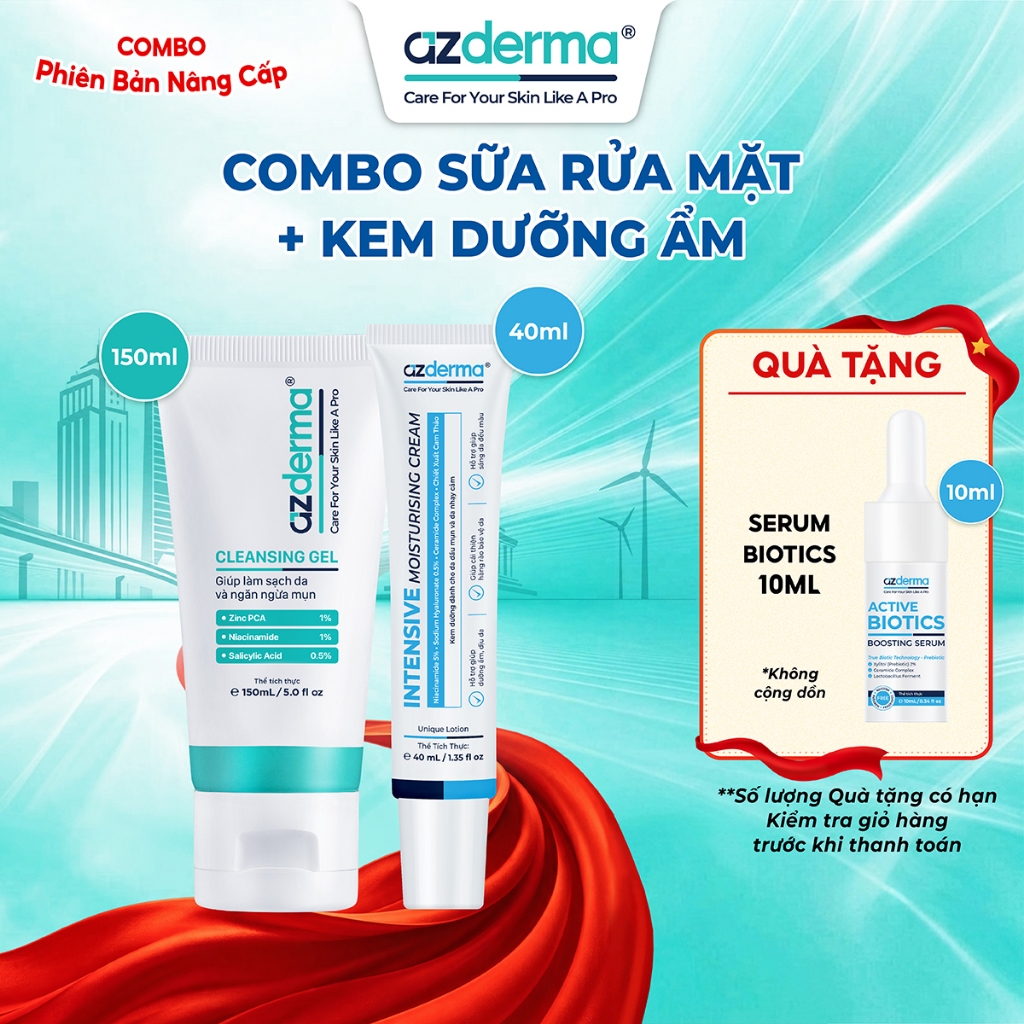 Combo Làm Sạch và Dưỡng Ẩm, sữa rửa mặt Cleansing Gel 150ml và kem dưỡng ẩm Intensive Moisturising C