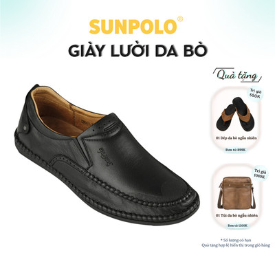 Giày lười nam Da bò cao cấp SUNPOLO đi làm MOI011 Có Big size 44 45