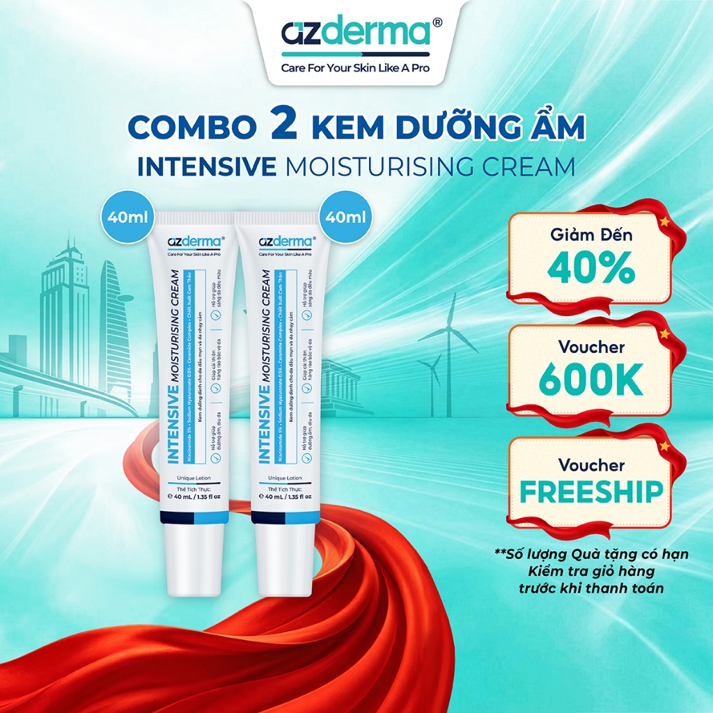 Combo 2 Kem dưỡng ẩm cải thiện hàng rào da Intensive Moisturising Cream Azderma 40ml