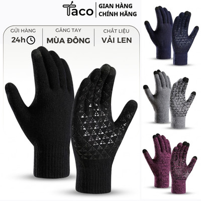 Găng Tay Len TACO Song Ting Cảm Ứng Vân Tay Dùng Điện Thoại - Chống Trơn Trượt, Dày Ấm, Thích Hợp Nam Và Nữ