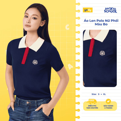 Áo Len Polo Nữ Phối Màu Bo, Len Dệt Kim Mềm Mịn, Thanh Lịch TRA WCKN26F007