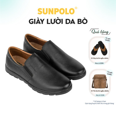 Giày lười nam Da bò cao cấp SUNPOLO giày công sở đi tiệc SUMU05