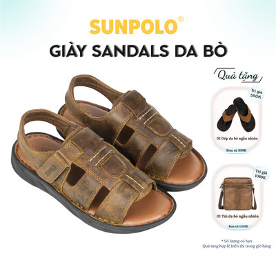 Sandals Da Bò Siêu Nhẹ Chính Hãng Cho Nam, Đi Êm Chân, Đổi Size Dễ Dàng, Phù Hợp Đi Chơi Công Việc SDF060
