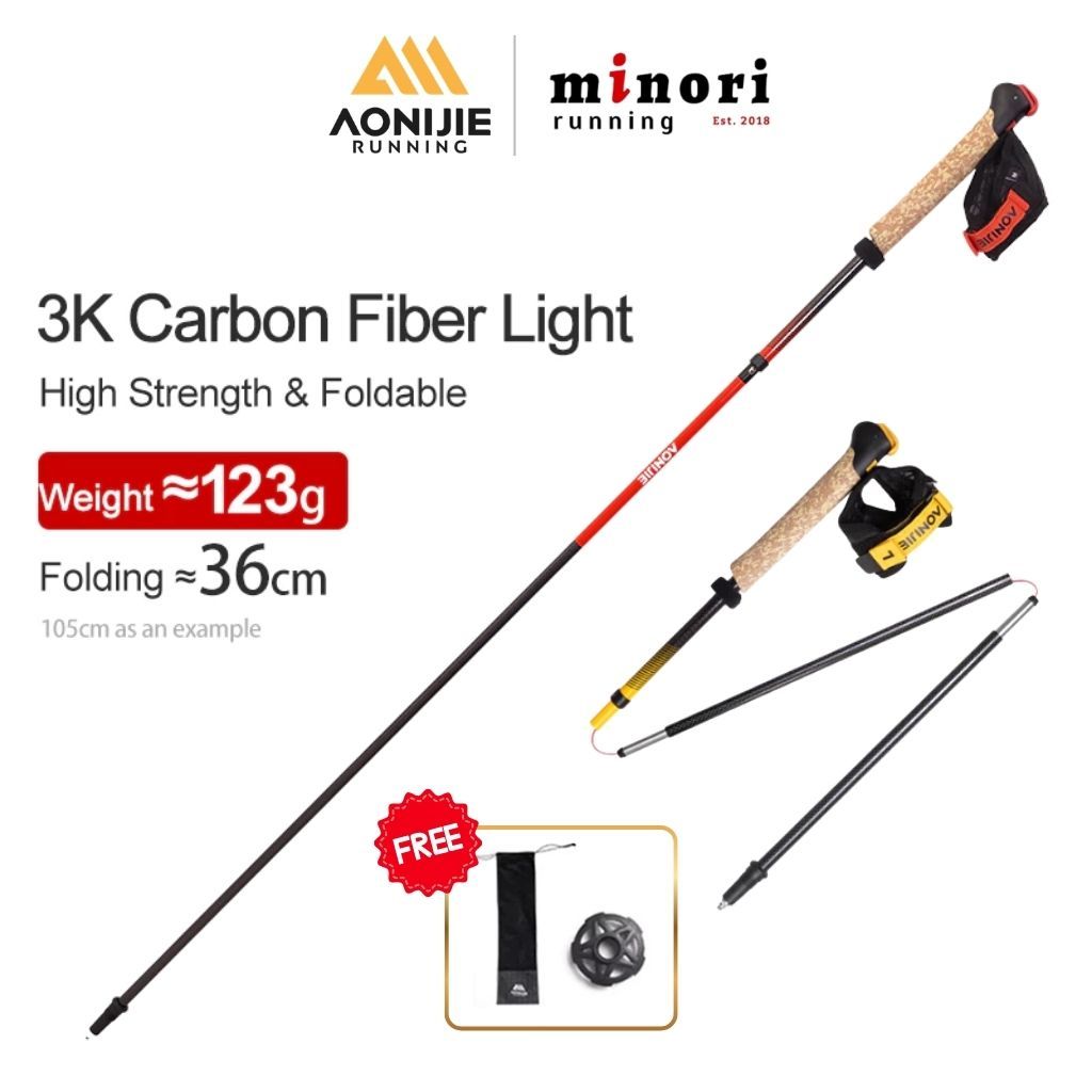 Cặp Gậy Chạy Trail Gậy Leo Núi Aonijie E4218 Gấp Gọn Sợi Carbon Nhẹ Tay Cầm Chống Trơn Trượt MINORI