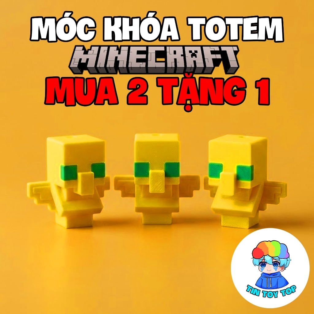 (Mua 2 tặng 1)Móc khóa Totem Minecraft - Vật Tổ Trường Sinh Minecraft Trang Trí Balo Và Bàn làm việc