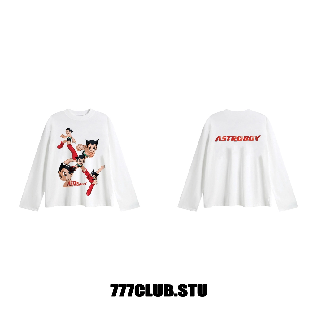 Áo tay dài ASTRO BOY 777CLUB.stu nam nữ form áo oversize vải cotton 2 chiều cao cấp ĐL 250gsm
