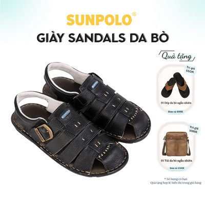 Sandals Big Size Nam Đơn Giản SDA008, Da Bò Cao Cấp Bền Bỉ, Mang Đi Công Việc Đi Chơi, Đế Lâu Mòn, May Khâu Chắc Chắn